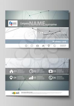 Business card templates. Easy editable layout, abstract vector design template. Genetic and chemical compounds. Atom, DNA and neurons. Medicine, chemistry, science or technology concept. Geometric bac