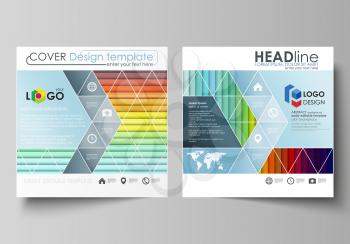 Business templates for square design brochure, magazine, flyer, booklet or annual report. Leaflet cover, abstract flat layout, easy editable vector. Bright color rectangles, colorful design with overl