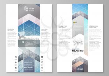 The abstract minimalistic vector illustration of the editable layout of two modern blog graphic pages mockup design templates. Polygonal geometric linear texture. Global network, dig data concept