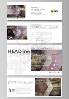 Social media and email headers set, modern banners. Business templates. Easy editable abstract design template, vector layouts in popular sizes. Abstract multicolored backgrounds. Geometrical patterns