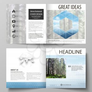 Business templates for square design bi fold brochure, magazine, flyer, booklet or annual report. Leaflet cover, abstract flat layout, easy editable vector. Colorful background made of triangular or h