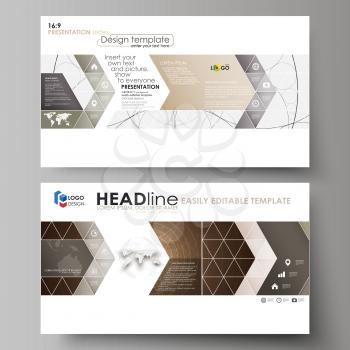 Business templates in HD format for presentation slides. Easy editable abstract vector layouts in flat design. Alchemical theme. Fractal art background. Sacred geometry. Mysterious relaxation pattern