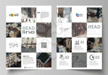 Business templates for brochure, magazine, flyer, booklet or annual report. Cover design template, easy editable vector, abstract flat layout in A4 size. Colorful background made of dotted texture for