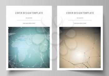The vector illustration of the editable layout of A4 format covers design templates for brochure, magazine, flyer, booklet, report. Chemistry pattern with molecule structure. Medical DNA research