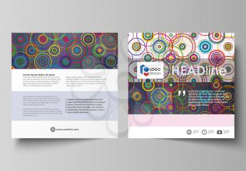 Business templates for square design brochure, magazine, flyer, booklet or annual report. Leaflet cover, abstract flat layout, easy editable vector. Bright color background in minimalist style made fr