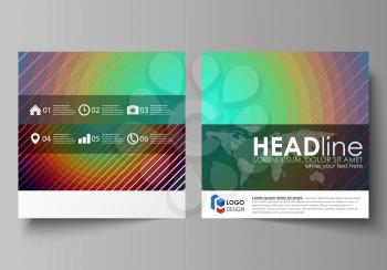 Business templates for square design brochure, magazine, flyer, booklet or annual report. Leaflet cover, abstract flat layout, easy editable vector. Minimalistic design with circles, diagonal lines. G