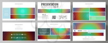Business templates in HD format for presentation slides. Easy editable abstract vector layouts in flat design. Minimalistic design with circles, diagonal lines. Geometric shapes forming beautiful retr