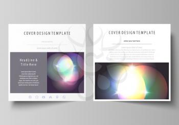 Business templates for square design brochure, magazine, flyer, booklet or annual report. Leaflet cover, abstract flat layout, easy editable vector. Retro style, mystical Sci-Fi background. Futuristic