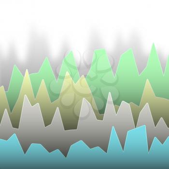 Rows of colorful diagram with peaks of different height.