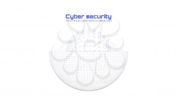 Cyber security and information protection. Protect mechanism, system privacy icon isolated on white background. Protection concept, information privacy idea, technology background. Vector illustration.