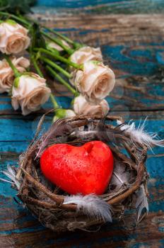 spring bird nest as symbol of Valentine's day