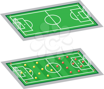 The soccer-football field, empty and with tactic scheme on a white background