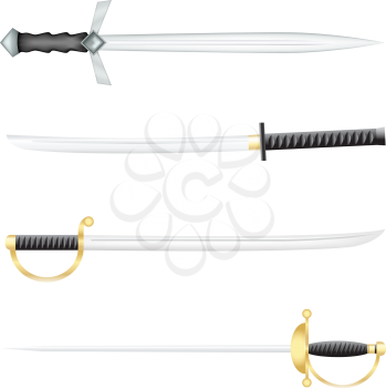 The Swords saber and a epee on a white background