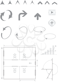 Different arrows and indexes isolated on the white background