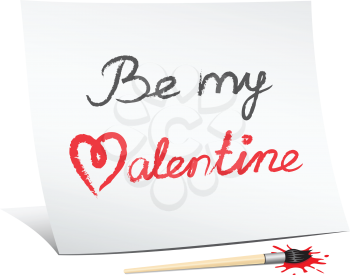 be my valentine, the text message on the white paper