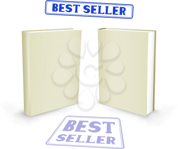 The white book with bestseller stamp on the white background
