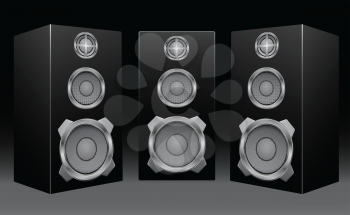 The black 3d speakers on the black background
