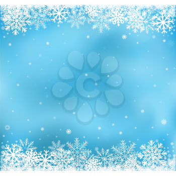 The white snow on the blue mesh background, winter and Cristmas theme