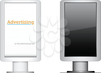 The citylight, vertical advertising billboard isolated on the white background