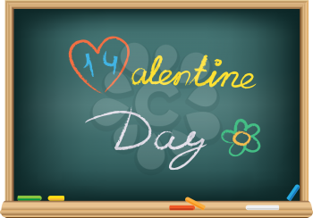 the message valentine day on the school blackboard