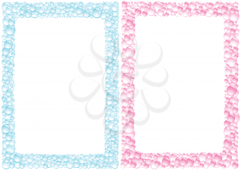 Pink and blue drops square framework on the white background