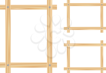 Light wooden framework isolated on the white background