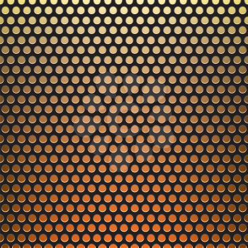 The metal grid mesh grill background with holes and fire