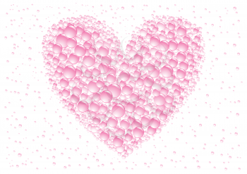Pink love drops heart on the white background