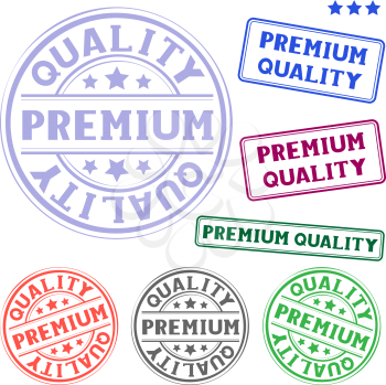 The different premium quality colored stamp isolated on white background