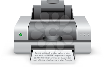 The black inkjet printer on the white background