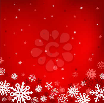 The white snow on the red mesh background, winter and Cristmas theme