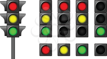The isolated traffic lights for combinations of road situations