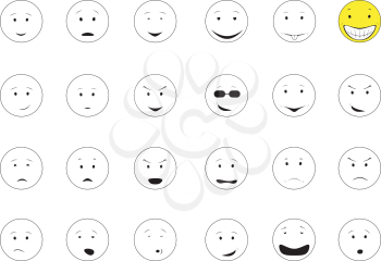 Cartoon emotions smiley isolated on the white background