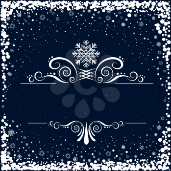 The white snow and swirly pattern on the dark background with text area