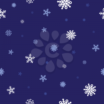 White snow and dark blue background patern for texture on a winter theme