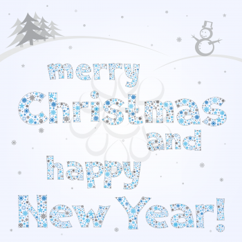 Text message on the light Christmas mesh background that congratulates with holidays