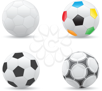 Different soccer balls isolated on the white background