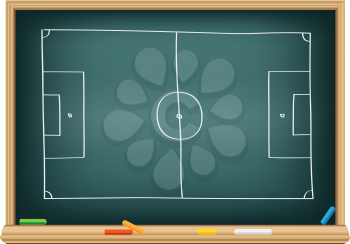 soccer field on the school blackboard to drawing strategy
