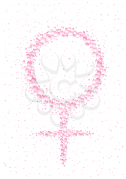 Female symbol on the white drops background
