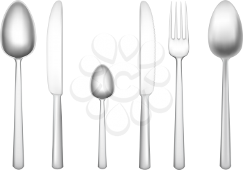 Set of tablewares isolated on the white background