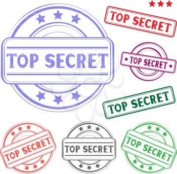 The different top secret colored stamp isolated on white background