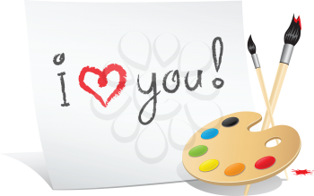 message i love you on the white paper by artist