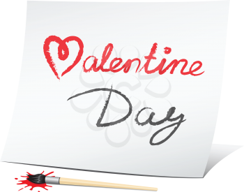 valentine day, the text message on the white paper
