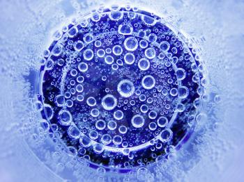 The abstract water oxygen bubbles blue background