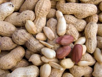 Agricultural background, a pile of beautiful cleared peanut