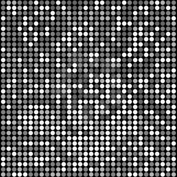 Shining disco mosaic background with black, gray, white colors. Round pixels are easily editable.