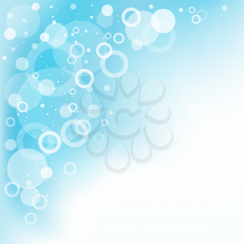 Dream transparent round circles blue background and copyspace for message
