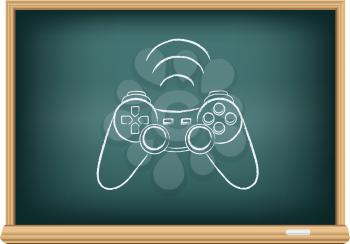 Gamepad drawing on education blackboard on a white background