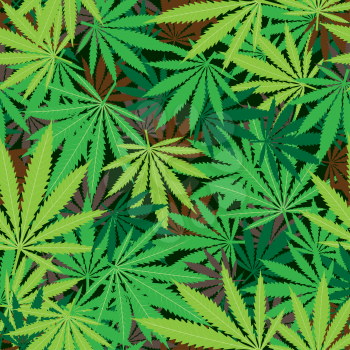 Cannabis hemp marijuana seamless texture background. Green smoke hashish narcotic