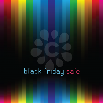 The lettering black friday sale on striped multicolored dark lines background